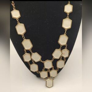 Ali Kahn Statement Necklace White And Gold Toned